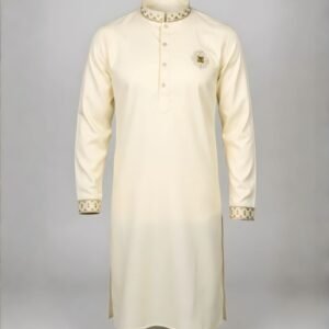 প্রিমিয়াম মিল্ক হোয়াইট ‘চমক ফেব্রিক্স’ পাঞ্জাবি