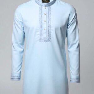 প্রিমিয়াম ‘চমক ফেব্রিক্স’ Soft sky blue এমব্রয়ডারি পাঞ্জাবি